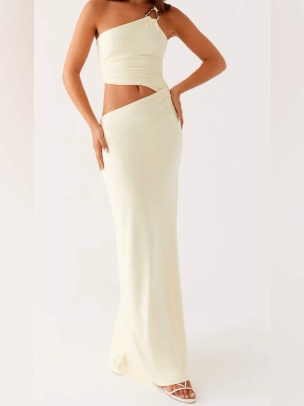 Peppermayo Peta One-Shoulder Cutout Maxi Dress - Yellow